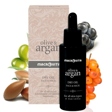 MACROVITA OLIVE & ARGAN trockenes Arganöl für Gesicht und Hals 30ml